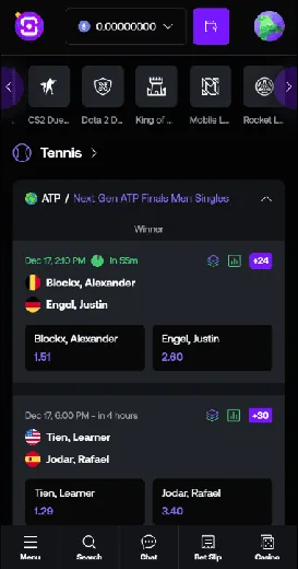 Sports and esports bet slip